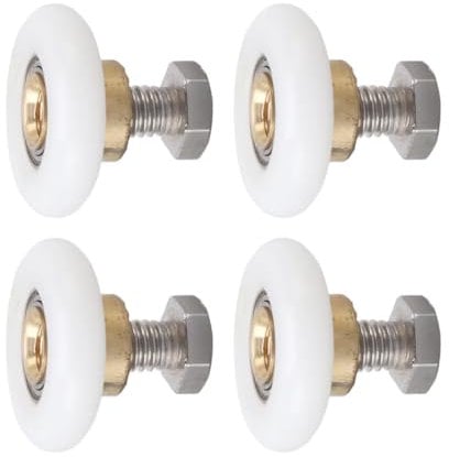 WeddHuis 4 piezas Ruedas Mampara Ducha,Diámetro 20 mm,Rodillo de Puerta con M6 Tornillo,Ruedas Correderas para Puerta De Cristal Baño,partes de repuesto superiores e inferiores (20 mm)