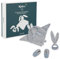 KALOO - Lapinoo - Coffret de Naissance - Couleur Bleu - 3 Accessoires Bébé - Doudou + Anneau de Dentition Bébé + Chaussons 11 cm - Dès la Naissance, K218019