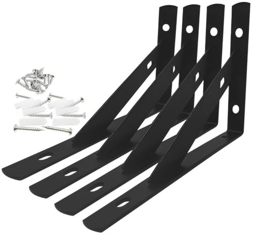 Xpieoyrm 4 Stück 6 Zoll Regalhalterungen, 150 x 95mm Schwerlastträger Winkel, Schwerlastkonsole regalträger mit schrauben, 90 Grad Wand-Winkel Regalhalterung Metall Regalträger, für Zuhause