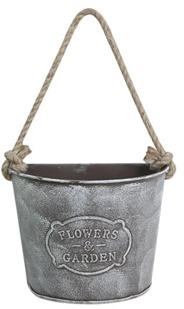 F Fityle Wall Hanging Flower Pot Half Circle Shaped Wall-Mounted Hanging Planters Lightweight Vintage Design Rustic Metal Wall Planter Baskets for Outdoor Yard Dorm Home Decor,Grey