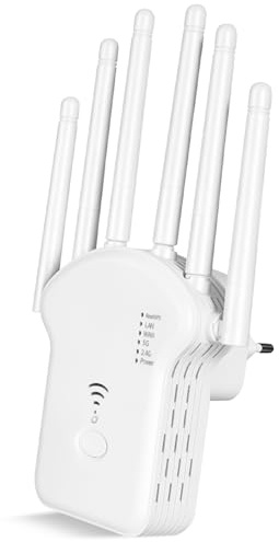 WLAN Verstärker,WiFi Repeater 1200Mbit/s,WLAN-Extender mit Repeater/Router/Access Point Modus,WiFi Verstärker mit großer Reichweite und Ethernet-Anschluss,Deckt bis zu 9200Sq