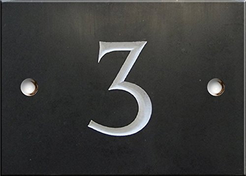 Engraved Slate House number sign - 1 to 99 (select your number here) - number 3 (Same Day Dispatch by 1st class Post!!!)