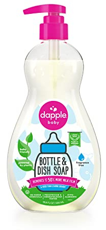 DAPPLE Baby Bottle and Dish Liquid, Fragrance Free Dish Soap, Sulfate-Free, Hypoallergenic, 16.9 Fluid Ounces