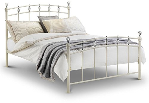 happybeds Sophie Luxury Bed Stone White Metal Crystal Finials Bedroom Furniture (3FT - Frame Only)