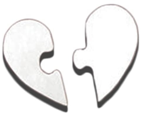 Jigsaw Puzzle Heart Shape Earring Studs Handmade in Sterling Silver