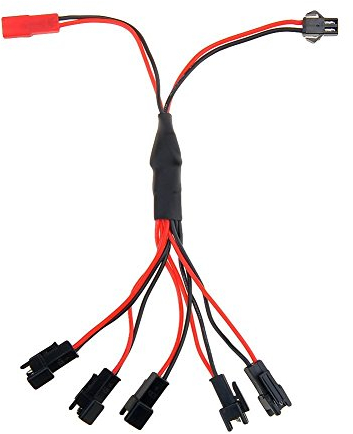 YUNIQUE GREEN-CLEAN-POWER - Multiausgangsladekabel für Drohnen | Kompatibel mit DFD F182, F183, JJRC H8C, H8D | Anschlüsse JST + SM, Schwarz und Rot, Kunststoff