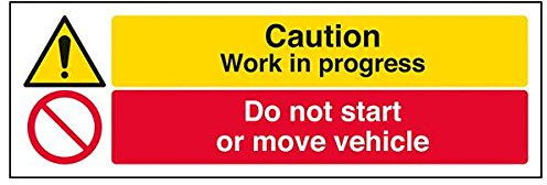 Schild VSafety Work In Progress/Do Not Start Vehicle, 3 Stück, 300mm x 100mm, 3