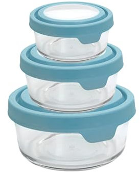 Anchor Hocking TrueSeal Contenants de stockage alimentaire en verre avec couvercles hermétiques Bleu minéral