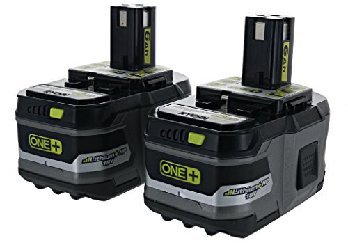 Ryobi P164: 2 Pack of P193 6.0 Amp Hour 18V Lithium Ion Batteries w/ Onboard Fuel Gauge