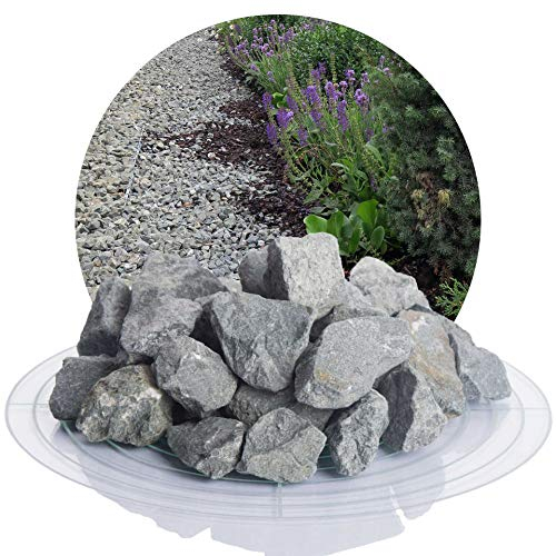 Schicker Mineral Diabas Ziersplitt grau 25 kg, Naturstein, Splitt für Steingärten, Beet, Gartenteich, Fassadenschutz, Weg- und Terrassengestaltung, robust, witterungsbeständig (Körnung 22-32 mm)