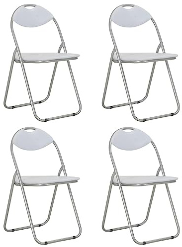 vidaXL Klappstühle, 4 Stück, weißes Kunstleder