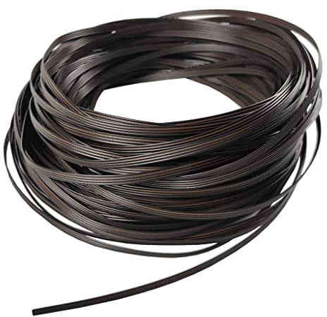Flaches PE-Rattan-Kunststoffgeflecht für Stuhl, Liegestuhl, Couchtisch, Terrassenmöbel, Reparatur, Blumentopf, DIY (vier Linien/Schwarz und Kaffeebraun/8 x 1,4 mm)