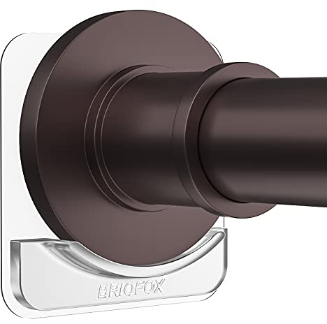 BRIOFOX Lot de 2 supports adhésifs pour tringle à rideau de douche | Sans perçage | Support mural | Retenue de barre transparente (tige non incluse)