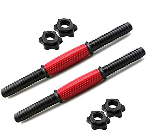 Hantelstangen Kurzhantelstange 2er-set,45x2.5x2.5cm,Krafttraining Stangen mit Sternverschlüssen,Gewichtsstange [Paar mit 4 Metall Spinlock Kragen] Langhantel Gewicht Stange (Partikel Soft Rod,45cm)