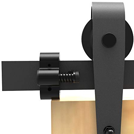 TOIMIOTOIM Sliding Barn Door Stopper Rail Stop for Single or Double Barn Doors Top Flat Track Middle Both End, Adjustable Fits 1.57in/40mm Width Track, Black 1 Pair