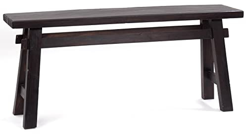 DESIGN DELIGHTS SITZBANK East | Mahagoni, 118x27,5x53cm (BxTxH) | natürliche Holzbank, rustikale Flurbank, Küchenbank, Vintage Beistellbank, Bettbank | Farbe: 03 Dunkelbraun