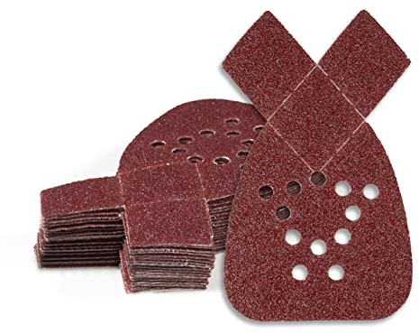SPEEDWOX Mouse-Detailschleifpapier, 20 Stück, 40er-Körnung, Klett-Schleifpapier mit 2 Ersatzspitzen, 12-Loch-Schleifblätter für geistige Holzbearbeitung, Schleifen, Polieren