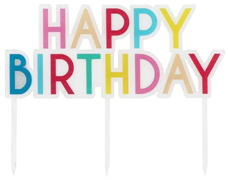 Ginger Ray Regenbogen Acryl Happy Birthday Kuchendekoration wiederverwendbar