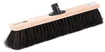 BawiTec Arengabesen, nassfest und ölbeständig, 40cm Breit/Lang, Arenga-Pflanzen-Naturfaser Borsten, mit QuickFix-Stielhalter, für draussen Außenbereich, Besen, Straßenbesen, Industriebesen(40cm)