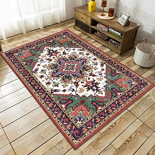 Rururug Designer Teppich Quadratisch Kurzflor Moderner Orientteppich Klassisch Gemustert Ornamente für Wohnzimmer Schlafzimmer Kinderzimmer, Multicolor Vintage Blumen mit Rand 200 x 200 cm