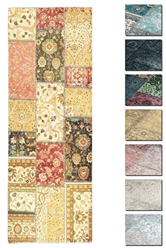 Kelim Patchwork Teppich Rot 80 X 290 cm - Maschinenwaschbar - Moderner Kurzflor Wohnzimmer Teppich - Super Soft