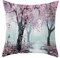 Lieson Kissenbezug Weihnachten, Deko Sofakissen 45x45 Kissenbezüge Couch Rosa Grau Bäume Blumen Muster, Polyester