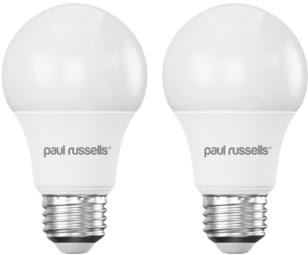 paul russells LED GLS - Dimmable Edison Screw Light, 8.5W 806 Lumens E27 A60 LED Bulbs, 60w Equivalent, 4000K Cool White, Dimmer Standard ES Energy Saving Ceiling Lightbulbs, Pack of 3