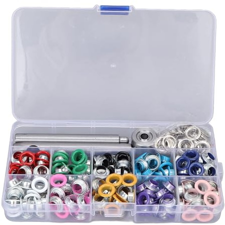 Agatige Ösen Set, Ösen Werkzeug Kit, Ösen Werkzeugsatz, ösenzange für planen, 8 mm Ösen-Werkzeug-Set, 200 Ösen-Sets mit 3 Installations-Werkzeug-Set für DIY Craft Sewing Clothing Bags