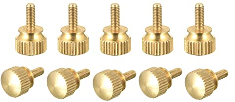 sourcing map 10Pcs Knurled Thumb Screws, M3x8mm Brass Shoulder Bolts Stepped Grip Knobs Fasteners for PC, Electronic, Mechanical