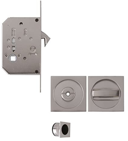 AZERODESIGN-cerrojo puerta corredera -Cierre Puerta Corredera-con rosetas cuadradas-Pestillo Puerta Corredera-Cerradura puerta corredera-Kit Puerta Corredera-56x56mm-Uñero Puerta Corredera