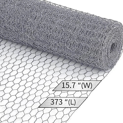 Cymax 10M Chicken Wire Netting,Galvanized Hexagonal Wire Mesh Poultry Net Chicken Fence Netting for Craft Home Use and Vegetables Garden