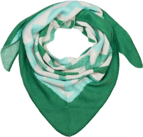 styleBREAKER Damen XXL Web Dreieck Schal mit buntem Zick-Zack Zacken Muster, Dreiecktuch, Winter Schal warm weich, Tuch 01020049, Farbe:Grün-Türkis