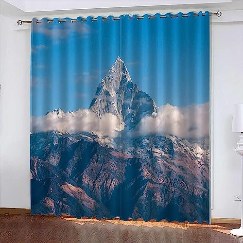 2 Stück Schlafzimmer Gardinen Lichtundurchlässig Wolke Berglandschaft Verdunkelungsvorhang Mit Ösen Für Schlafzimmer Raum Abdunkeln Fenster Vorhänge