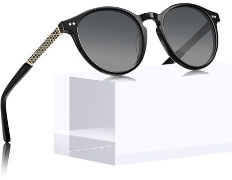 CARFIA Vintage Sonnenbrille Damen, Hochwertige Runde Polarisierte Brille mit 100% UV-Schutz
