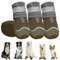 Eyein Hundeschuhe Pfotenschutz, 4 Stück atmungsaktiv Hundeschuhe mit Rutschfester Sohle und reflektierendem Klettverschluss für kleine, mittlere und große Hunde, Sport im Freien, Braun, Größe 4