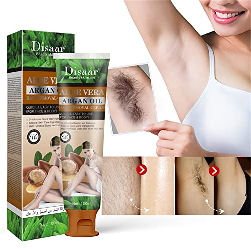 Generisch Arganöl Sensitive Haarentfernungscreme für Männer Frauen 100ml, Schnelle & Effektive Sanfte Haarentfernung für Bikini Intimbereich Achseln Beine Körper Gesicht