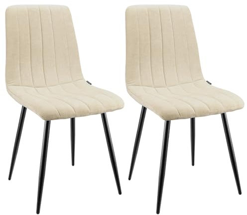WAFTING Esszimmerstühle 2er Set, Gepolsterter Stuhl mit Hoher Rückenlehne, Esstischstühle mit Metallfuß, für Esszimmer, Wohnzimmer, Küche, Schlafzimmer und Empfangsraum, Beige