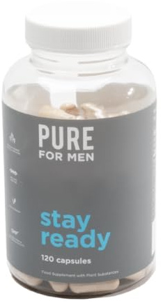Pure for Men Original Cleanliness Stay Ready Fiber Supplement, 120 Vegan Capsules, Helps Promote Digestive Regularity. Psyllium Husk, Chia Seeds, Oat Fibre, Proprietary Formula