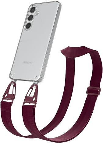 EAZY CASE - Hülle mit Band kompatibel mit Galaxy S24 Handyhülle mit Umhängeband Silikonhülle Transparent Schutzhülle Handykette zum Umhängen Handykordel Smartphone in Beere - Clips Beere