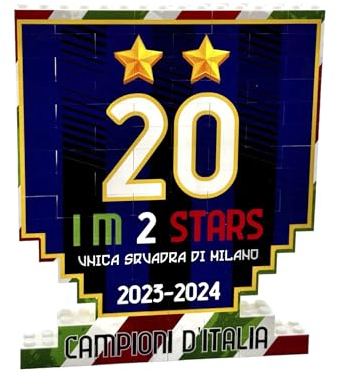 Stampitaly Scudetto Calcio 2024 Puzzle-Go 13x15cm - Simpatico Gadget idea Regalo per la vittoria del ventesimo scudetto, sfondo Bandiera Italia, Due Stelle, I M 2 STARS