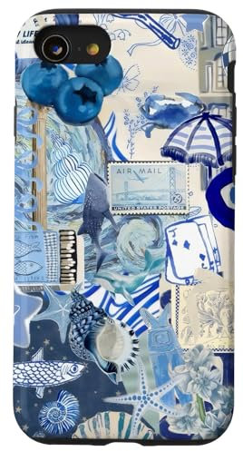 European Summer Collage Blue Mediterranean Collage Aesthetic Case for iPhone SE (2020) / 7 / 8