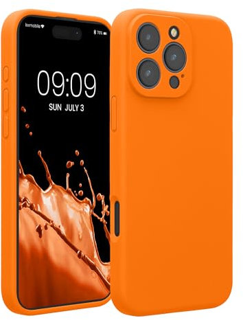 kwmobile Case Compatible with Apple iPhone 16 Pro Max Case - Slim TPU Silicone Phone Cover - Soft Touch Finish - Fruity Orange