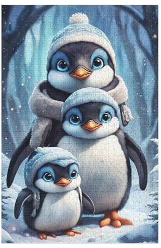 Süßer Pinguin 1000 Teile Puzzle, Holzpuzzle, Puzzles Für Erwachsene Kinder, 1000 Teile Puzzle Für Jugendliche & Erwachsene Lernspiel Herausforderungsspielzeug (78×53cm)