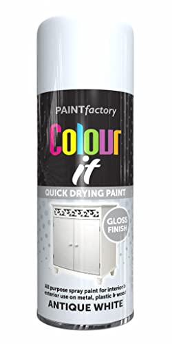 AlezyB - 4 x Antique White 400ml All Purpose Spray Paint | Use on Metal, Wood, Plastic and Multipurpose Aerosol Professional Quality Perfect Finish, for Interior Exterior and Excellent Coverage