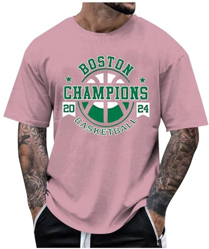 Fans Shirt for Men Women 2024 Basketball Shirt Gifts Shirt V Neck T-Shirt Men's Crew Neck Short Sleeve T-Shirts Men Palm Tree Angels T-Shirt Casual T-Shirt Sports Fitness Tops Summer, pink, XL