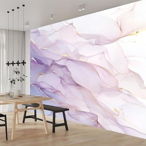 Papier Peint Courbe Géométrique Abstraite Violet 400x280 cm 3D Panoramique Murale Salon Papier Peint intissé pour Chambre Salon Personnalisé Décoration Murale