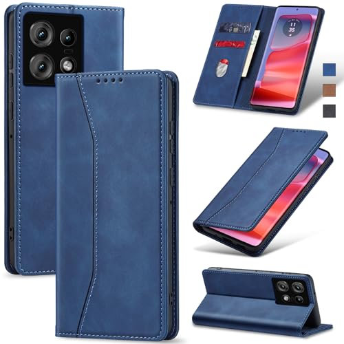 Jasonyu Funda para Motorola Edge 50 Pro,Cuero PU Carcasa,Tipo Libro Flip Case con Tarjetas y Cartera,Soporte Plegable,Cierre magnético,Capa (Azul)