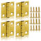 Copper Small Hinges Door Hinges, 4pcs Brass Folding Butt Hinges for Gate, Windows, Closet, Drawer, Boxes, Gold, 1 Inch