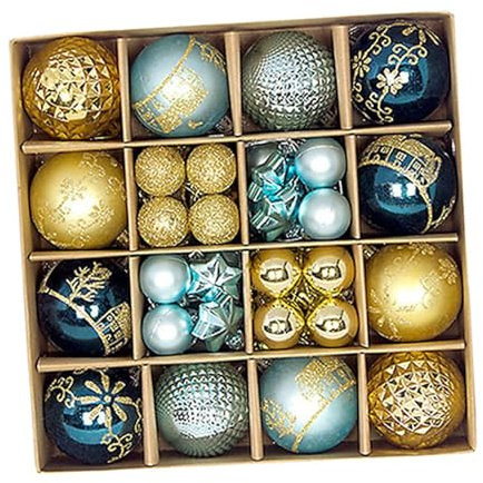 Perfeclan 44 Pezzi di Palline di Natale Ornamenti Albero di Natale Decorazioni appese Scintillanti Fai da Te Decorazioni Natalizie per Feste caffè, Blu E Oro