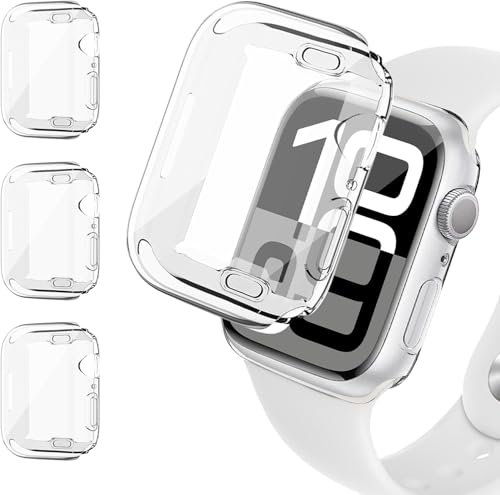 ivoler 3 Piezas Funda para Apple Watch 46mm Series 10, Cubierta Completa Protector de Pantalla Carcasa Protectora Anti-Rasguños Transparente Suave TPU Silicona Caso Anti-Arañazos Case Cover